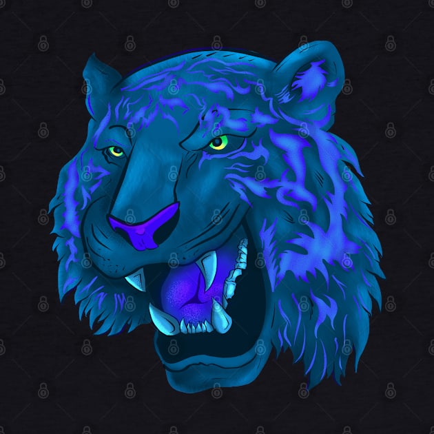 Blue Neon Tiger by Joebarondesign